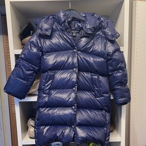 Pre owned white duck down Polo by Ralph Lauren Kids Blue Puffer Jacket size 4T